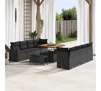 vidaXL Set Divano da Giardino 12 pz 12 posto Nero polyrattan