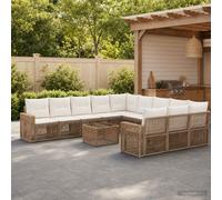 vidaXL Set divano da giardino, 12 pezzi, beige e bianco crema, divano moderno, resistente alle intemperie, perfetto per rilassarsi, mobili chic per il giardino