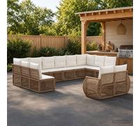 vidaXL Set di divani da giardino, 12 pezzi, beige e bianco crema, divano da giardino modulare moderno, resistente alle intemperie, set da salotto all'aperto, con comodi cuscini in schiuma