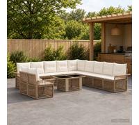 vidaXL Set Divano da Giardino 12 pz Beige e Bianco Crema polyrattan
