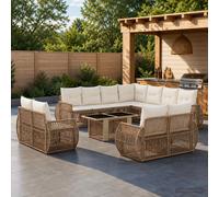 vidaXL Set Divano da Giardino 12 pz Beige e Bianco Crema polyrattan