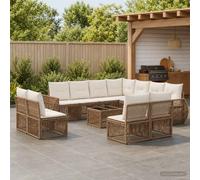 vidaXL Set di divani da giardino, 12 pezzi, beige e bianco crema, divano da giardino modulare, resistente alle intemperie, con comodi cuscini, sedute all'aperto, ottimo arredamento per il tuo patio
