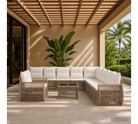 vidaXL Set di divani da giardino, 12 pezzi, beige e bianco crema, divano da giardino moderno, resistente alle intemperie, set modulare in rattan, ideale per rilassarsi all'aria aperta