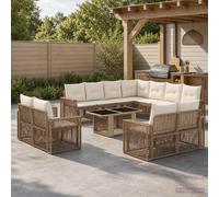 vidaXL Set Divano da Giardino 12 pz Beige e Bianco Crema polyrattan