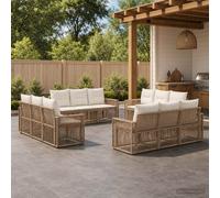 vidaXL Set di divani da giardino, 12 pezzi, beige e bianco crema, mobili da giardino modulari, divano resistente alle intemperie, set lounge in rattan, relax