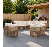 vidaXL Set di divani da giardino 12 pezzi beige polyrattan, divano moderno da giardino, mobili da patio modulari, sedili esterni resistenti alle intemperie, Lounge Confortevole