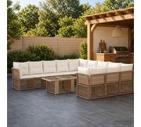 vidaXL Set Divano da Giardino 12 pz Beige polyrattan