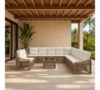 vidaXL Set di divani da giardino, 12 pezzi, beige, in rattan sintetico, divano da giardino, modulare, design moderno, resistente alle intemperie, gambe regolabili, sedute divertenti