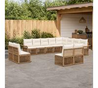 vidaXL Set divano da giardino 12 pz beige polyrattan, divano modulare esterno, mobili da giardino resistenti alle intemperie, set lounge moderno per rilassarsi
