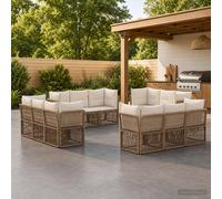 vidaXL Set di divani da giardino, 12 pezzi, beige, rattan sintetico, divano da giardino, design modulare, resistente alle intemperie, cuscini in schiuma, lounge esterno, mobili in rattan