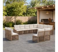 vidaXL Set di divani da giardino, 12 pezzi, beige, rattan sintetico, divano modulare moderno, resistente alle intemperie, con cuscini regolabili, molto comodo per rilassarsi in giardino