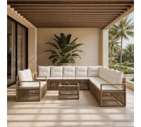 vidaXL Set divano da giardino 12 pz beige polyrattan, divano modulare, resistente alle intemperie, mobili da giardino, soggiorno esterno flessibile, sedili da patio riconfigurabili