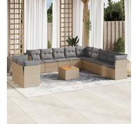 vidaXL Set Divano da Giardino 12 pz con Cuscini Beige Misto Polyrattan