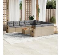vidaXL Set Divano da Giardino 12 pz con Cuscini Beige Misto Polyrattan