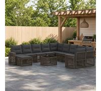 vidaXL Set Divano da Giardino 12 pz Grigio e Grigio Scuro polyrattan