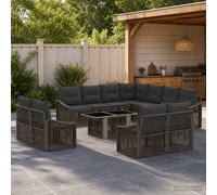 vidaXL Set Divano da Giardino 12 pz Grigio e Grigio Scuro polyrattan