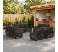 vidaXL Set di divani da giardino, 12 pezzi, grigio e grigio scuro, divano modulare moderno, resistente alle intemperie, per giardino, sedute all'aperto, con cuscini rimovibili e gambe regolabili