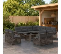 vidaXL Set Divano da Giardino 12 pz Grigio e Grigio Scuro polyrattan