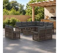 vidaXL Set divano da giardino, 12 pezzi, grigio e grigio scuro, divano da giardino moderno, resistente alle intemperie, mobili modulari in polyrattan, stile per il vostro patio