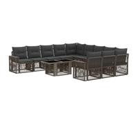 vidaXL Set Divano da Giardino 12 pz Grigio e Grigio Scuro polyrattan