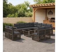 vidaXL Set Divano da Giardino 12 pz Grigio e Grigio Scuro polyrattan
