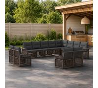 vidaXL Set di divani da giardino, 12 pezzi, grigio e grigio scuro, divano da giardino, design moderno, modulo resistente al tempo, mobili in rattan, set comodo per esterni, regolabile