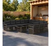 vidaXL Set Divano da Giardino 12 pz Grigio e Grigio Scuro polyrattan