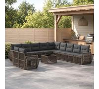 vidaXL Set divano da giardino, 12 pezzi, grigio e grigio scuro, divano da giardino moderno, resistente alle intemperie, set modulare, in polyrattan, comfort per rilassarsi