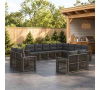 vidaXL Set di divani da giardino, 12 pezzi, grigio e grigio scuro, divano modulare moderno, resistente alle intemperie, ideale per patio, giardino e terrazza, sedute versatili