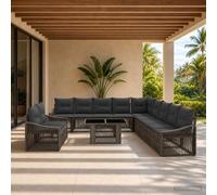 vidaXL Set Divano da Giardino 12 pz Grigio e Grigio Scuro polyrattan