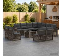 vidaXL Set Divano da Giardino 12 pz Grigio e Grigio Scuro polyrattan