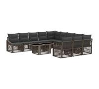 vidaXL Set Divano da Giardino 12 pz Grigio e Grigio Scuro polyrattan