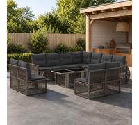 vidaXL Set Divano da Giardino 12 pz Grigio e Grigio Scuro polyrattan