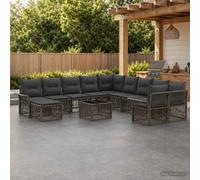 vidaXL Set Divano da Giardino 12 pz Grigio e Grigio Scuro polyrattan
