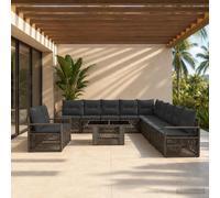 vidaXL Set Divano da Giardino 12 pz Grigio e Grigio Scuro polyrattan