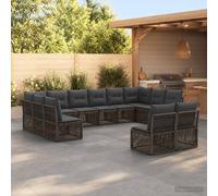 vidaXL Set di divani da giardino, 12 pezzi, grigio rattan sintetico, divano da giardino moderno, reclinabile all'aperto, resistente alle intemperie, design modulare, rattan sintetico, sedie da patio