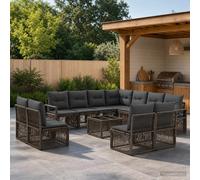 vidaXL Set Divano da Giardino 12 pz Grigio polyrattan
