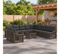 vidaXL Set di divani da giardino, 12 pezzi, grigio polyrattan, divano da giardino moderno, resistente alle intemperie, con gambe regolabili, in rattan