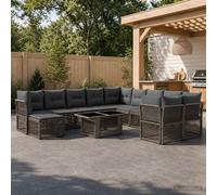 vidaXL Set Divano da Giardino 12 pz Grigio polyrattan