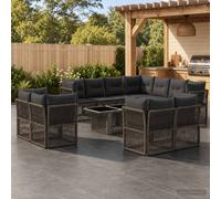 vidaXL Set Divano da Giardino 12 pz Grigio polyrattan