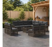 vidaXL Set di divani da giardino, 12 pezzi, grigio rattan sintetico, divano modulare moderno per giardino, poltrona da esterno con stile, mobili comodi, cuscini in polyrattan resistenti alle