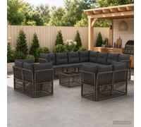 vidaXL Set Divano da Giardino 12 pz Grigio polyrattan