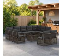 vidaXL Set di divani da giardino, 12 pezzi, grigio rattan sintetico, divano modulare per giardino, sedie moderne per esterni, mobili da patio resistenti, cuscini in schiuma, set in polyrattan