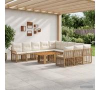 vidaXL Set Divano da Giardino 12 pz Naturale e Bianco Crema polyrattan