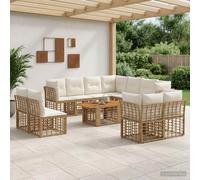 vidaXL Set Divano da Giardino 12 pz Naturale e Bianco Crema polyrattan