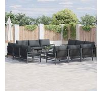 vidaXL Set Divano da Giardino 12 pz Nero Acciaio