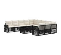 vidaXL Set Divano da Giardino 12 pz Nero e Bianco Crema polyrattan