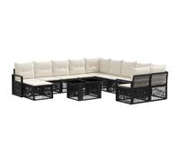 vidaXL Set Divano da Giardino 12 pz Nero e Bianco Crema polyrattan