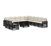 vidaXL Set Divano da Giardino 12 pz Nero e Bianco Crema polyrattan