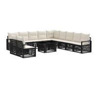 vidaXL Set Divano da Giardino 12 pz Nero e Bianco Crema polyrattan
